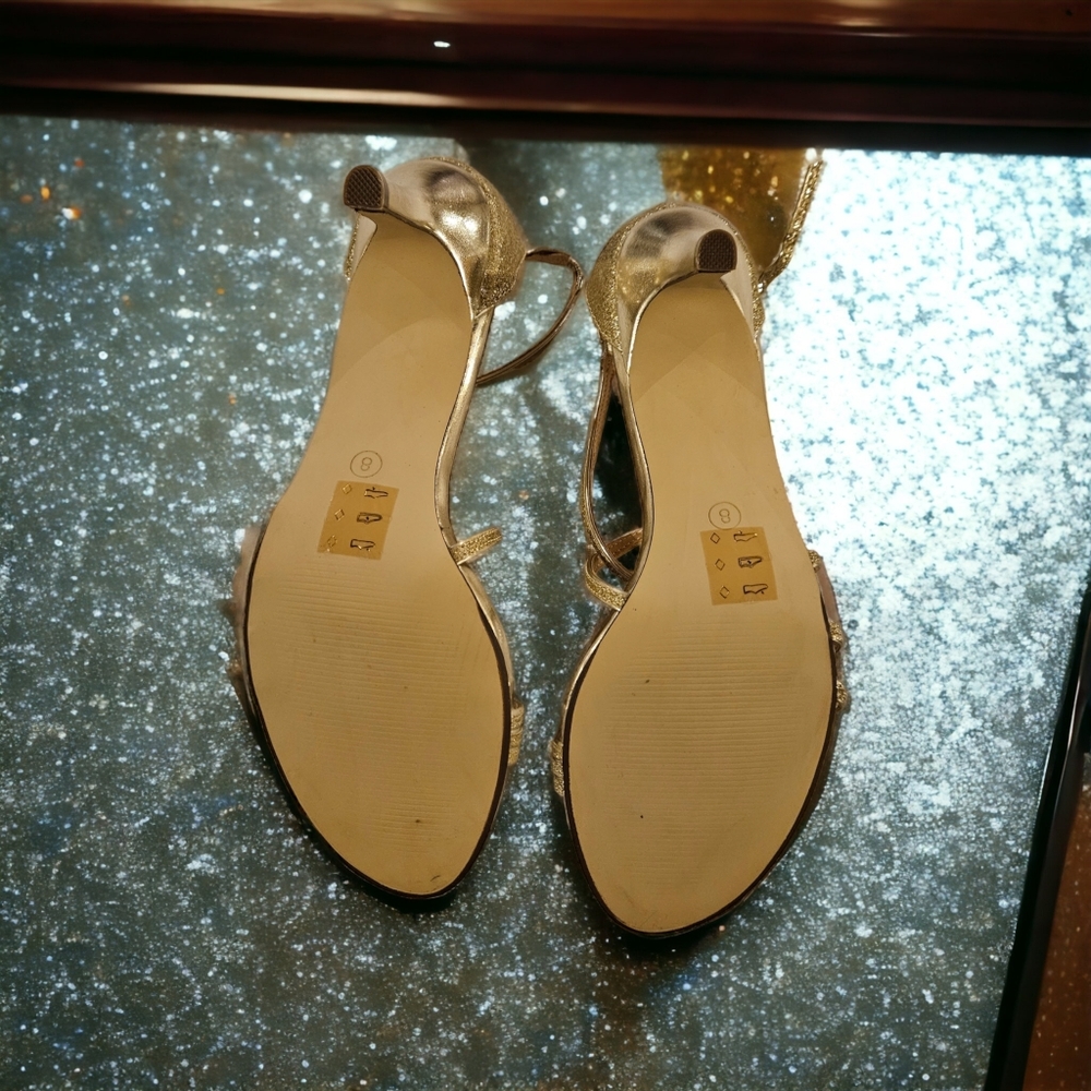 NWOT Pink Paradox London Strappy Gold Glitter Sandal Size 8 - Picture 6 of 6